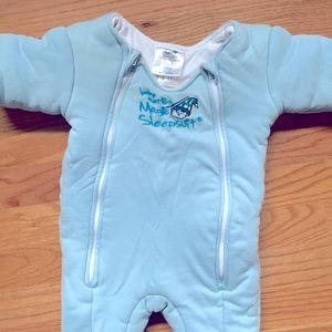 The magic Merlin sleep suit! Amazing for transitioning out of a swaddle.